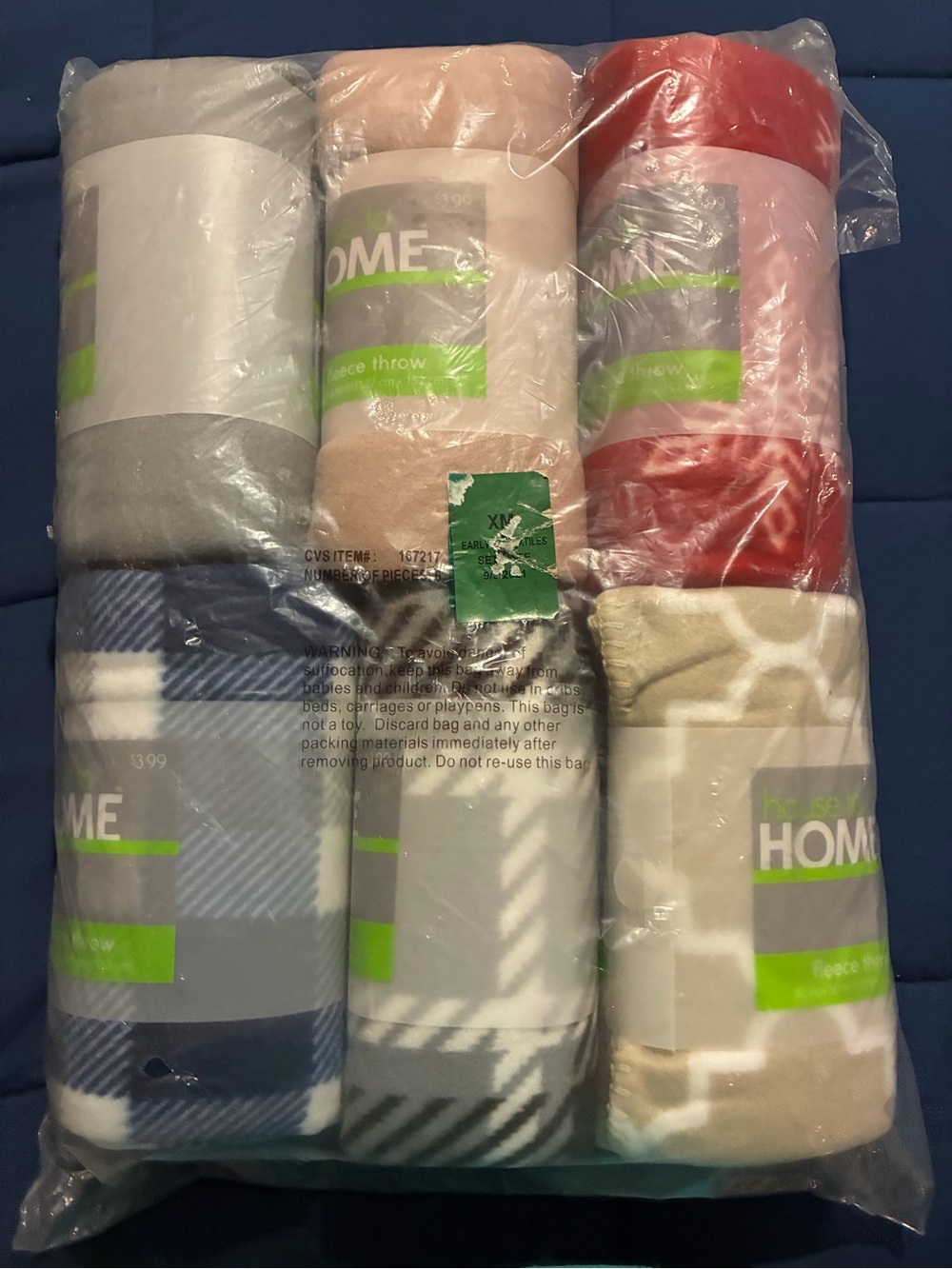 Home Essentials Plush Fleece Throw Set - Red, Gray, Cream, Tan, Blue